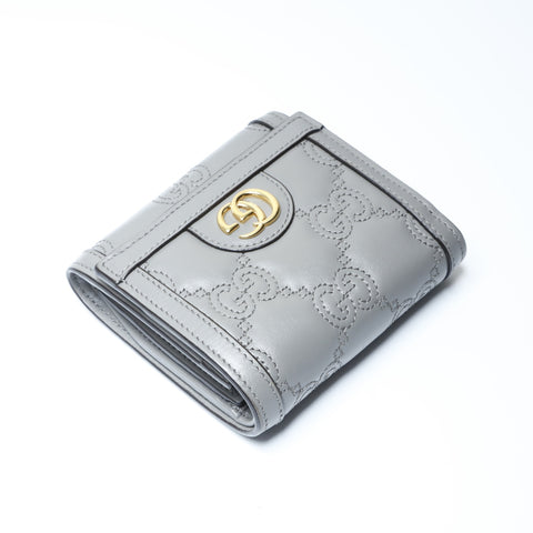 GUCCI Card Case Wallet GG Matelasse Tri-fold wallet gray WS24194