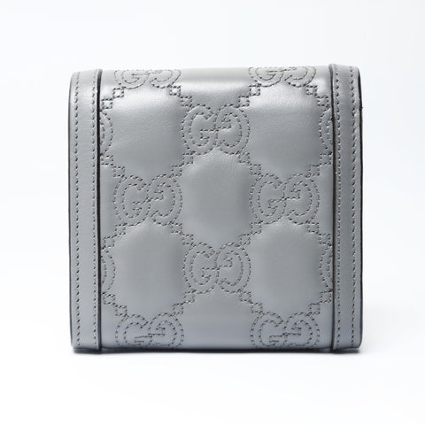GUCCI Card Case Wallet GG Matelasse Tri-fold wallet gray WS24194