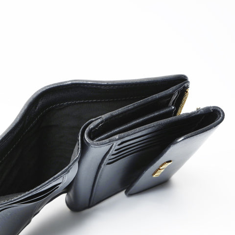 Miu Miu Leather materasse Tri-fold wallet black WS24195