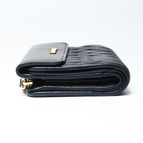 Miu Miu Leather materasse Tri-fold wallet black WS24195