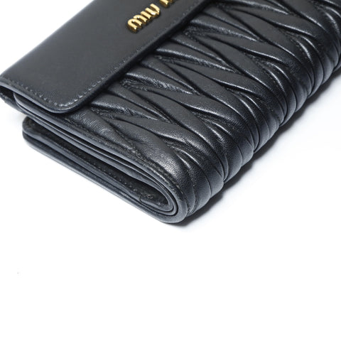 Miu Miu Leather materasse Tri-fold wallet black WS24195