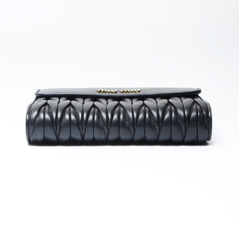 Miu Miu Leather materasse Tri-fold wallet black WS24195