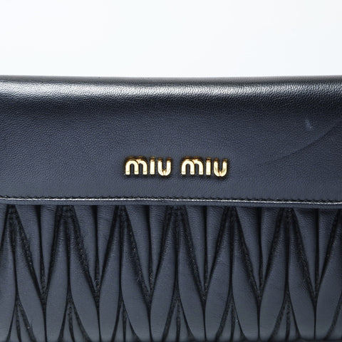 Miu Miu Leather materasse Tri-fold wallet black WS24195