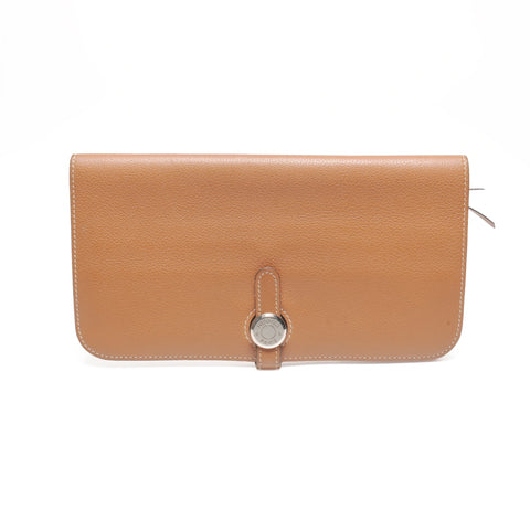 HERMES T-Stempel Dogon GM 2015 Geldbörse Braun WS24200