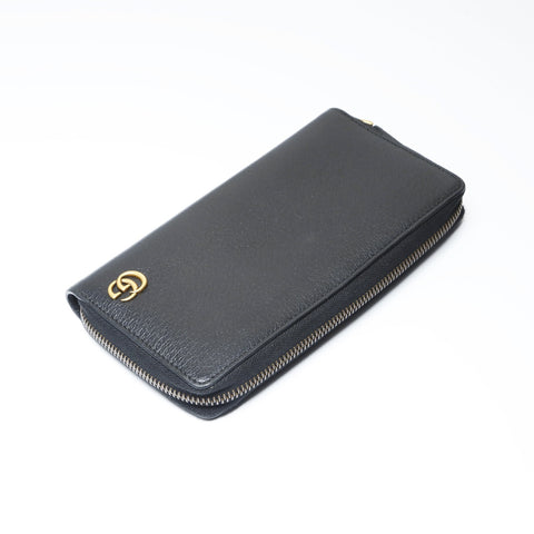 GUCCI Leather round-zip GG Marmont Purse black WS24202