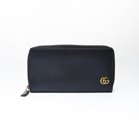 GUCCI Leather round-zip GG Marmont Purse black WS24202