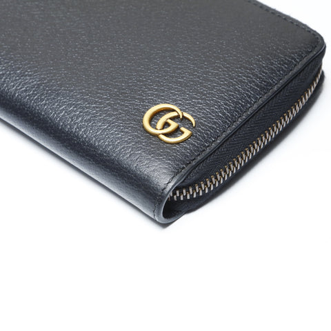 GUCCI Leather round-zip GG Marmont Purse black WS24202