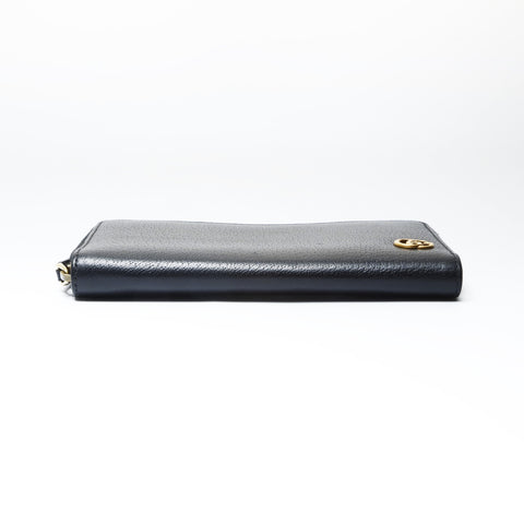 GUCCI Leather round-zip GG Marmont Purse black WS24202