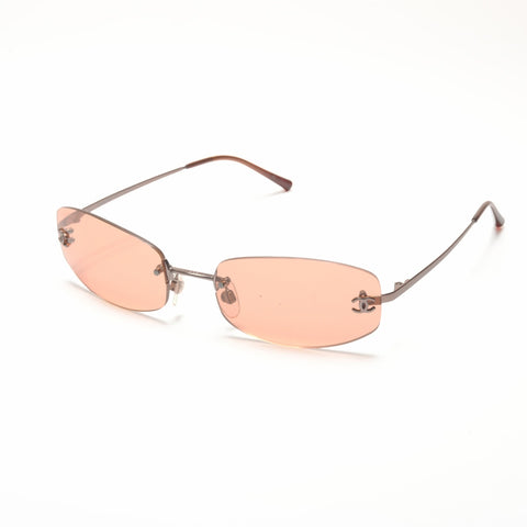 CHANEL Rimless Orange Lens sunglasses Brown WS24213