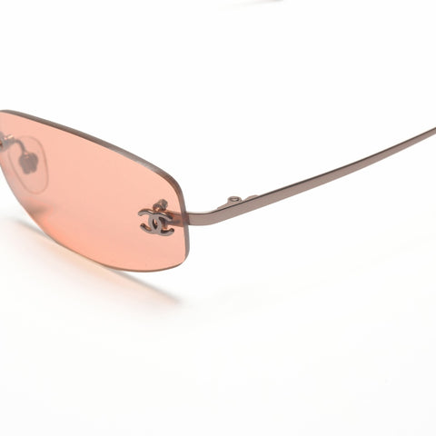 CHANEL Rimless Orange Lens sunglasses Brown WS24213