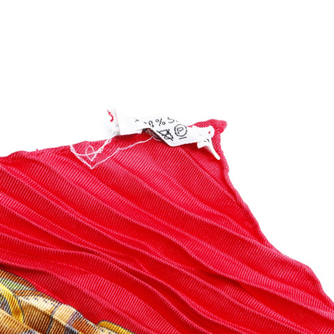 HERMES Pleated Silk Carr scarf Red WS24221