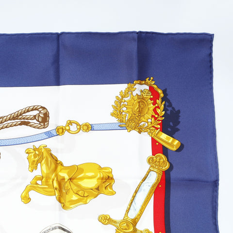 HERMES Memoire d'Herms Memories of Herms Carr 90 scarf Navy WS24226