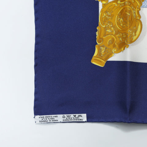 HERMES Memoire d'Herms Memories of Herms Carr 90 scarf Navy WS24226