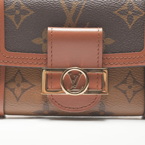 LOUIS VUITTON 2021-2025 Monogram Reverse Portefeuille Dauphine Compact Tri-fold wallet Brown WS24227