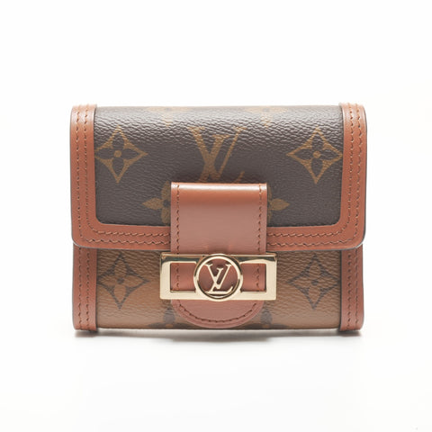 LOUIS VUITTON 2021-2025 Monogram Reverse Portefeuille Dauphine Compact Tri-fold wallet Brown WS24227