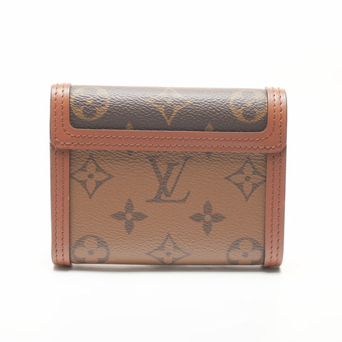 LOUIS VUITTON 2021-2025 Monogram Reverse Portefeuille Dauphine Compact Tri-fold wallet Brown WS24227