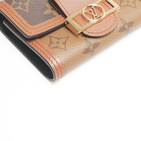 LOUIS VUITTON 2021-2025 Monogram Reverse Portefeuille Dauphine Compact Tri-fold wallet Brown WS24227