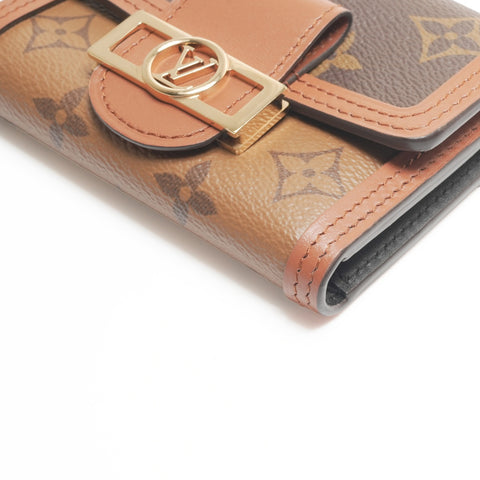 LOUIS VUITTON 2021-2025 Monogram Reverse Portefeuille Dauphine Compact Tri-fold wallet Brown WS24227