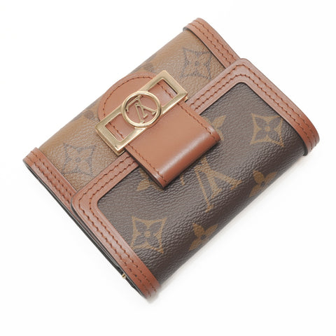 LOUIS VUITTON 2021-2025 Monogram Reverse Portefeuille Dauphine Compact Tri-fold wallet Brown WS24227