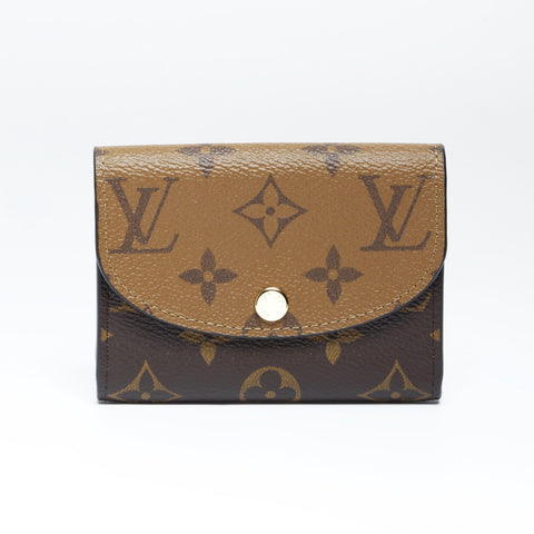LOUIS VUITTON Monogram Reverse Porte Monnaie Rosary Bifold Wallet Brown WS24238