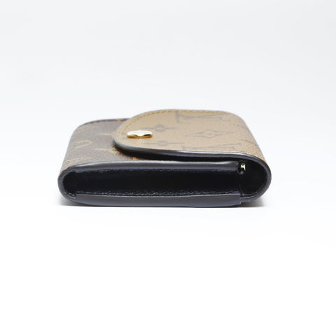 LOUIS VUITTON Monogram Reverse Porte Monnaie Rosary Bifold Wallet Brown WS24238