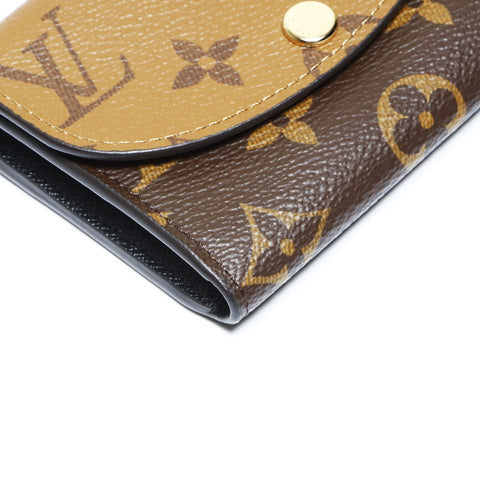 LOUIS VUITTON Monogram Reverse Porte Monnaie Rosary Bifold Wallet Brown WS24238
