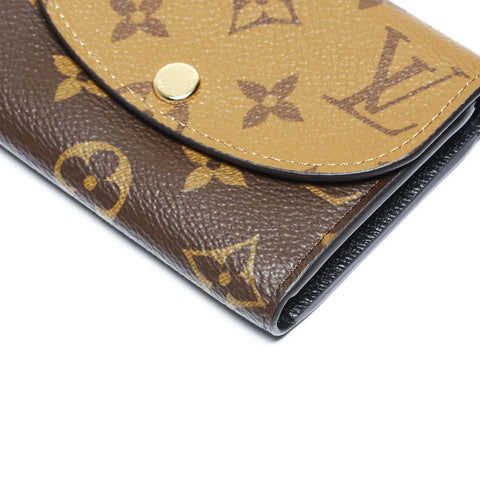 LOUIS VUITTON Monogram Reverse Porte Monnaie Rosary Bifold Wallet Brown WS24238
