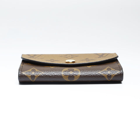 LOUIS VUITTON Monogram Reverse Porte Monnaie Rosary Bifold Wallet Brown WS24238