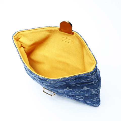 LOUIS VUITTON 2006 Monogram Denim Pochette Plat Clutch bag denim Navy WS24241