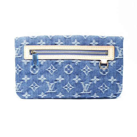 LOUIS VUITTON 2006 Monogram Denim Pochette Plat Clutch bag denim Navy WS24241