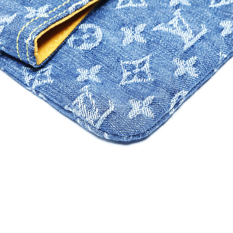 LOUIS VUITTON 2006 Monogram Denim Pochette Plat Clutch bag denim Navy WS24241