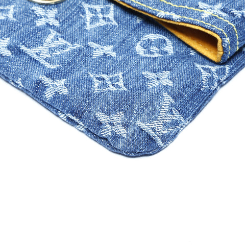 LOUIS VUITTON 2006 Monogram Denim Pochette Plat Clutch bag denim Navy WS24241