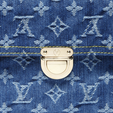 LOUIS VUITTON 2006 Monogram Denim Pochette Plat Clutch bag denim Navy WS24241
