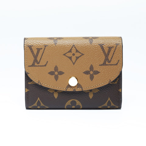 LOUIS VUITTON Monogram Reverse Porte Monnaie Rosary Bifold Wallet Brown WS24252
