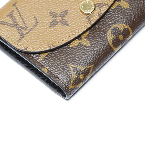 LOUIS VUITTON Monogram Reverse Porte Monnaie Rosary Bifold Wallet Brown WS24252