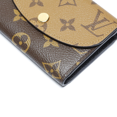 LOUIS VUITTON Monogram Reverse Porte Monnaie Rosary Bifold Wallet Brown WS24252