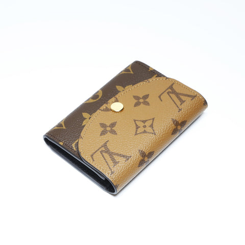 LOUIS VUITTON Monogram Reverse Porte Monnaie Rosary Bifold Wallet Brown WS24252