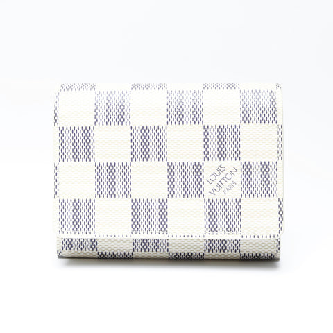 LOUIS VUITTON 2007 Damier Azur Envelope Carte de Visite Card Case PVC white WS24254