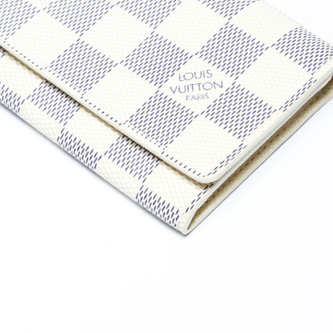 LOUIS VUITTON 2007 Damier Azur Envelope Carte de Visite Card Case PVC white WS24254