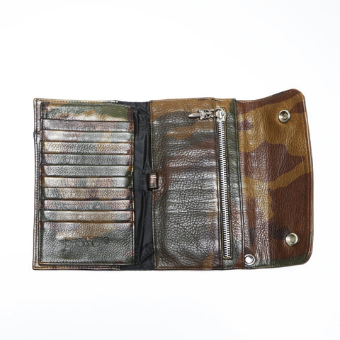 CHROME HEARTS Camo Leather Cross Snap CROSS BALL Camo Purse khaki WS24261