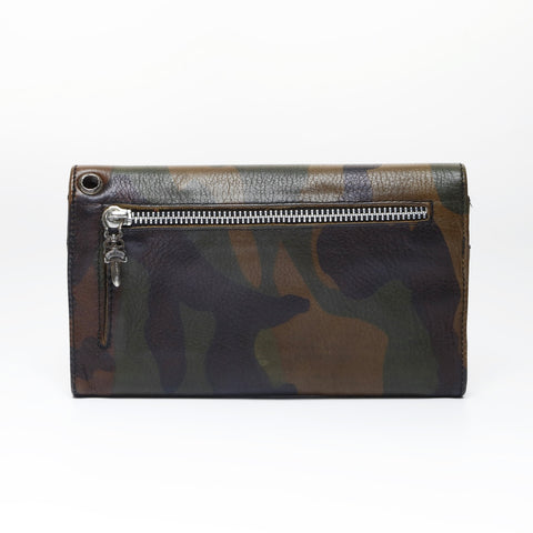 CHROME HEARTS Camo Leather Cross Snap CROSS BALL Camo Purse khaki WS24261