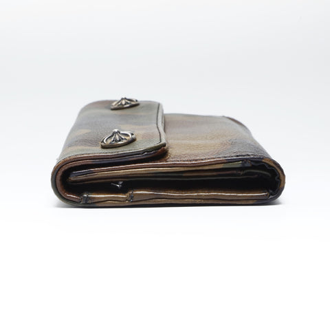 CHROME HEARTS Camo Leather Cross Snap CROSS BALL Camo Purse khaki WS24261