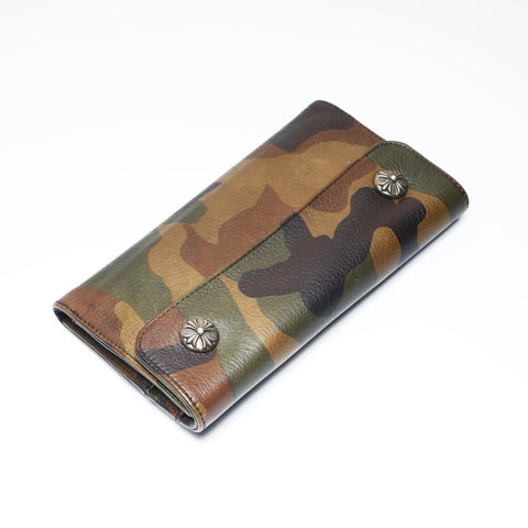 CHROME HEARTS Camo Leather Cross Snap CROSS BALL Camo Purse khaki WS24261