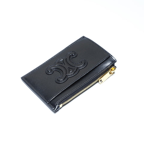 CELINE Leather Triomphe Coin case leather black WS24262