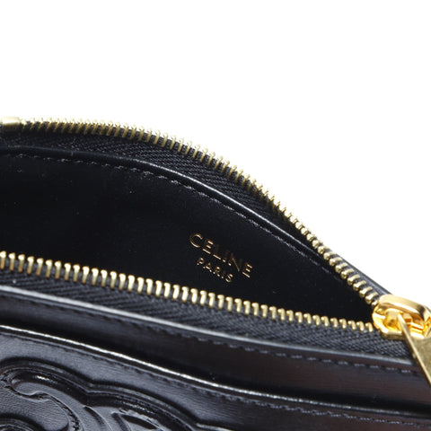 CELINE Leather Triomphe Coin case leather black WS24262