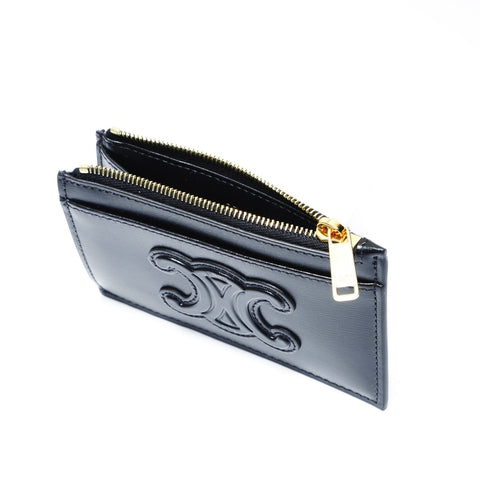 CELINE Leather Triomphe Coin case leather black WS24262