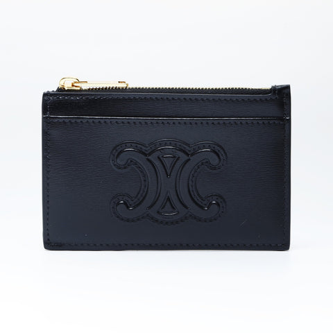 CELINE Leather Triomphe Coin case leather black WS24262