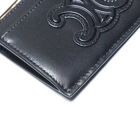CELINE Leather Triomphe Coin case leather black WS24262