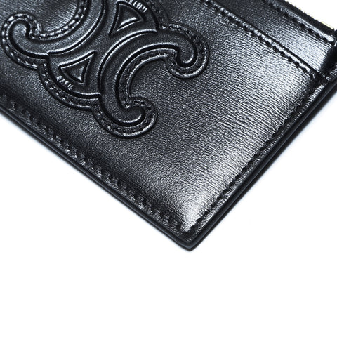CELINE Leather Triomphe Coin case leather black WS24262