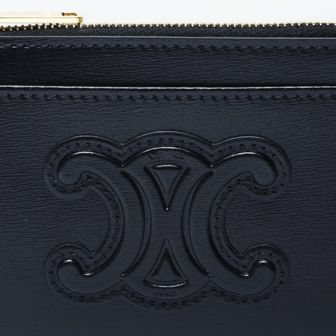 CELINE Leather Triomphe Coin case leather black WS24262